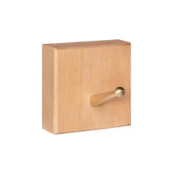 VIDAXL || Curver || WOOOD Winkel 23 QUVIO Wandhaak Houten Vierkant Met Metalen Haakje - Licht Hout + Goud