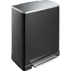 VIDAXL || Curver || WOOOD Winkel 11 EKO Recycling Pedaalemmer E-Cube - Zwart - 28+18l